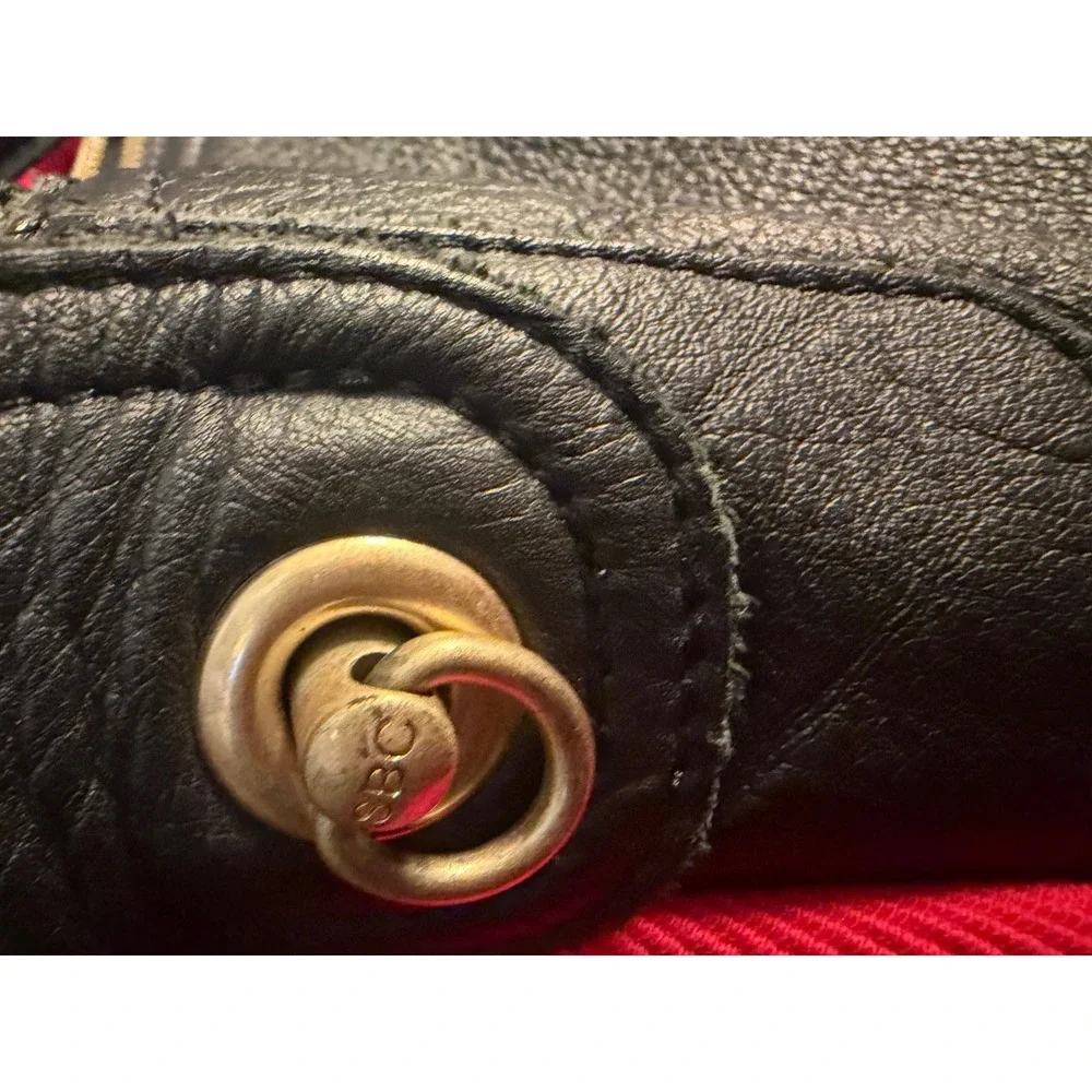 See by Chloe Black Pebbled Leather Satchel Handbag Gold Hardware Medallion